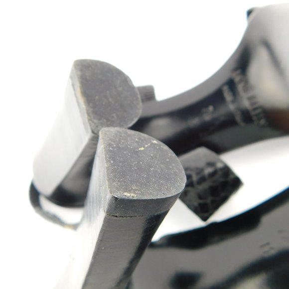 ANNE KLEIN Collection Black Snake Skin Sling Back Heel Sandals 7.5 - Picture 10 of 10